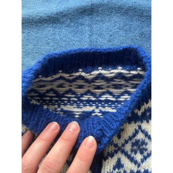 Vintage Homemade 100% Wool Nordic Style Sweater Cardigan - Picture 4 of 4